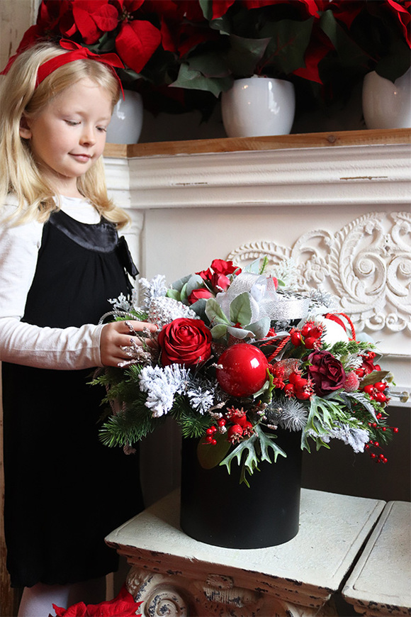 Karminowy Silver, zimowy flowerbox świąteczny