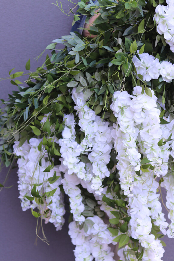elegancka girlanda z białymi kwiatami, Wisterianna Premium