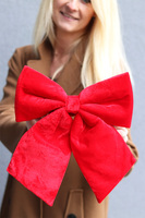 Aksamit Red, welurowa kokarda - pluszowa zawieszka