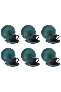Bonita Emerald, komplet kawowy dla 6 osób, 18 elementów 