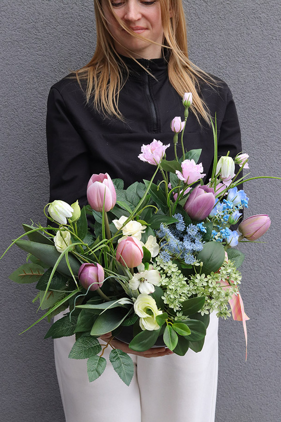 Tulippo Pink 2, komplet dekoracji nagrobnych