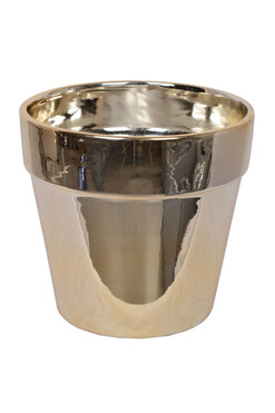 Basic Glamour, ceramiczna osłonka doniczka, złota, wym.21x23cm