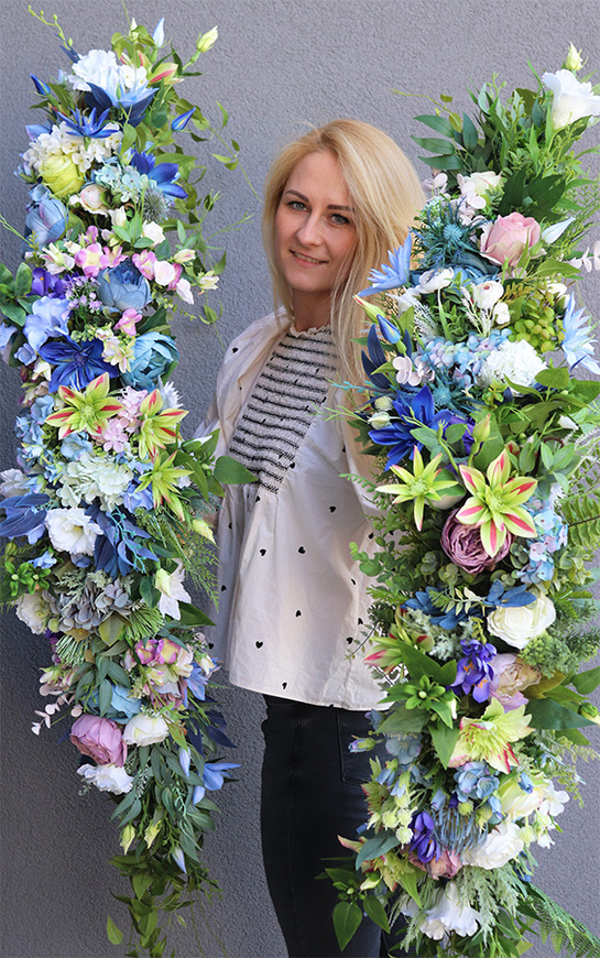 Malediwy Blue, stylowa girlanda ze sztucznych kwiatów, dł.140cm