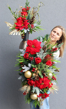 Red&Gold, komplet dekoracji nagrobnych, wiązanka + bukiet