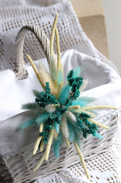 OD RĘKI Turkusowa Wielkanoc, dekorowany koszyczek wielkanocny, wys.25cm 