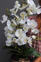 Violesia, sztuczny storczyk w brązowej donicy