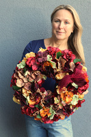 Jesienna Hortensja 3, wianek z koronkową kokardką