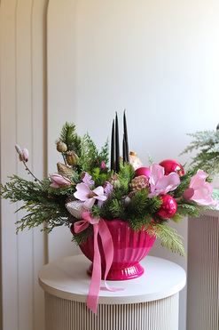 bożonarodzeniowy stroik / kompozycja Christmas Fuksja A, wym.40x50x30cm