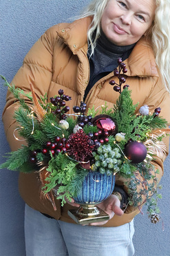 Bordo Deluxe, stroik adwentowy w pucharze, wys.40cm