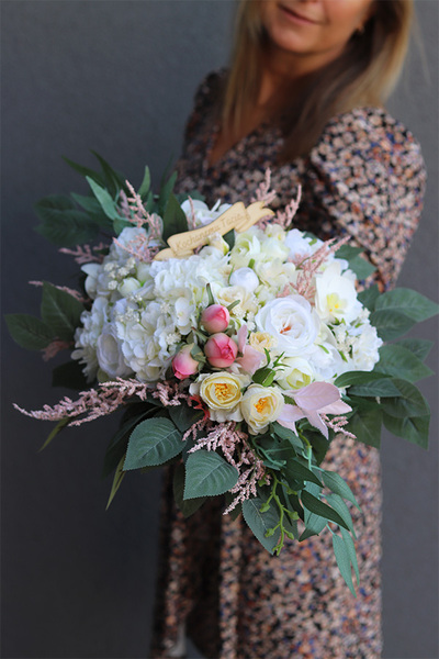 dekoracja nagrobna na plastrze drewna z dedykacją, Preludium