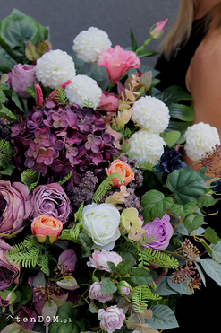 Wspomnienia Violet, pastelowa wiązanka nagrobna, dł.75cm 