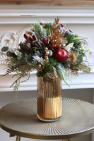 Gold Christmas, świąteczny stroik kompozycja w złotym wazonie