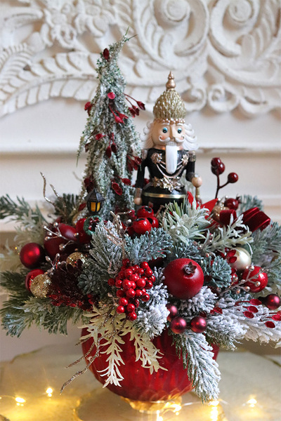 Skrzacik Bosco, świąteczny stroik w szklanej misie