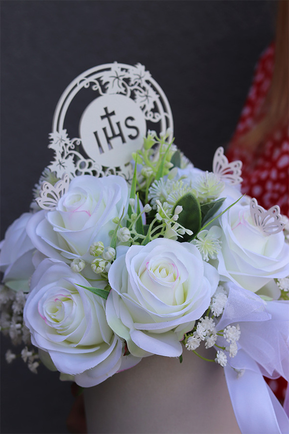 Pierwsza Komunia, biały flowerbox komunijny