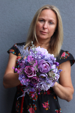 Lilania Fiolet, bukiet nagrobny do wazonu, dł.32cm