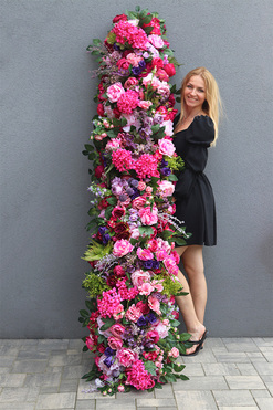 Pink Beauty, szeroka girlanda kwiatowa, dł.200cm 