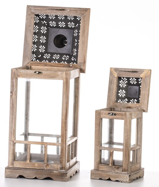 Andalouse Wood, drewniany lampion / latarenka, kpl.2szt 