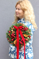 Zimowa Kraina, świąteczny wianek z suszem