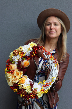 Słoneczna Jesień 2, asymetryczny wianek jesienny, śr.41cm