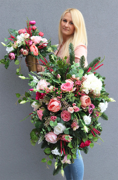 Hefrana, elegancka wiązanka nagrobna z wrzosem, dł.83cm