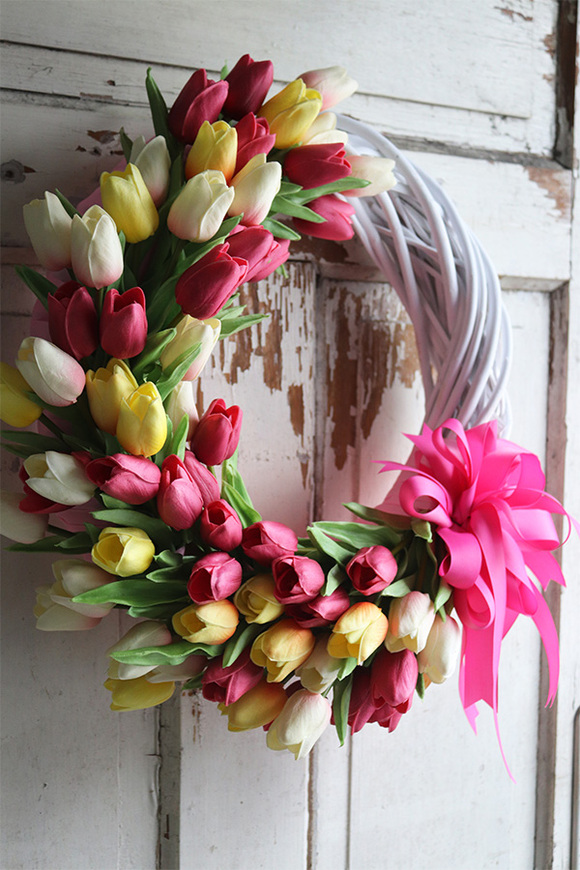 dekoracyjny wianek Tulipanowy, śr.45cm 