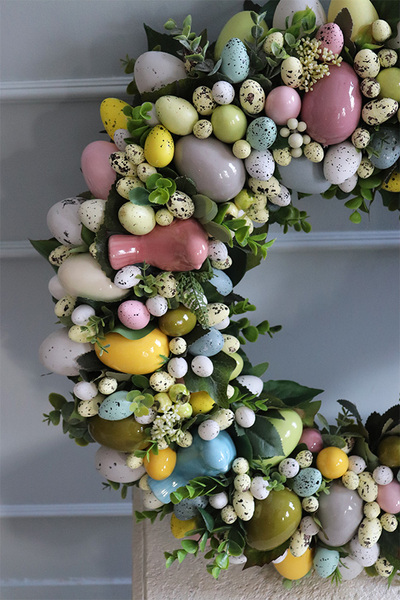 Moko Easter Pastelle, duży wielkanocny wianek na drzwi, śr.55cm