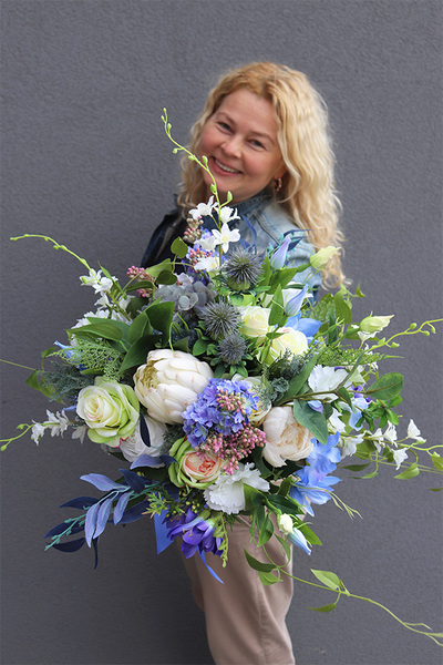 Malediwy Blue M, niebieski bukiet kwiatów, wys.60cm 