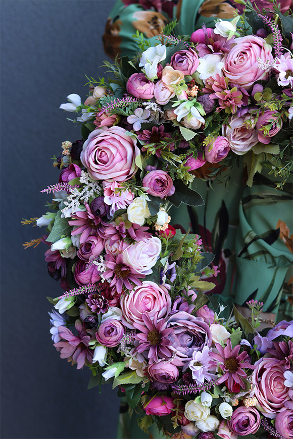 Bella Jesienna 6, duży kwiatowy wianek na drzwi, śr.63cm  