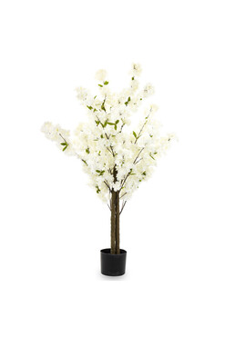 Kwitnąca Wiśnia, sztuczna roślina w doniczce, biała, wys.120cm