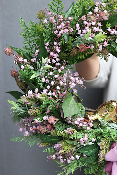 Jagodowe Konwalie, wiosenny wianek z ptaszkiem