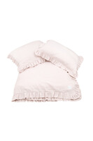 Margaret, komplet pościeli bawełnianej z falbaną, pudrowy róż