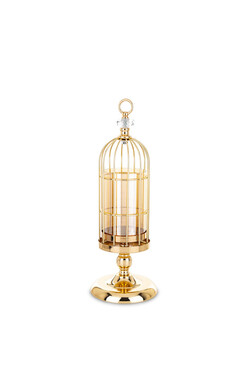 Askim C, szklany świecznik na nodze, wym.45x16x16cm