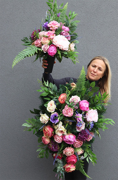 Kleo Pink, komplet dekoracji nagrobnych, wiązanka + bukiet 