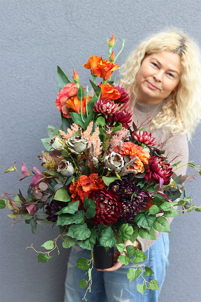 Grandma, jesienny bukiet nagrobny we wkładzie
