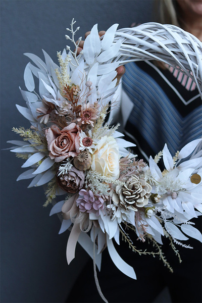 Kremowa Jesień, asymetryczny jesienny wianek