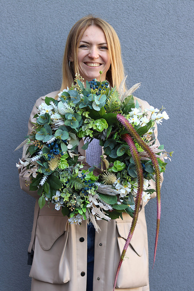 Leśne Lato, wianek dekoracyjny z jagodami	