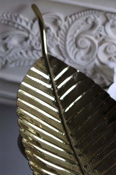 Lux Villa Gold Glamour, metalowa patera liść
