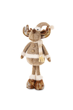 Beżowy Rudolf B, laleczka zimowa stojąca renifer, wys.45cm