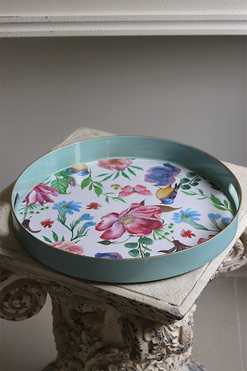 OD RĘKI Decoradore Spring, taca melaminowa z uchwytami, śr.32cm