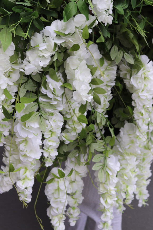 elegancka girlanda z białymi kwiatami, Wisterianna Premium