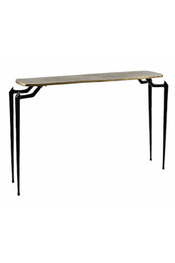 Rustic, stylowa konsola ze złotym blatem, wym.84x123x34cm