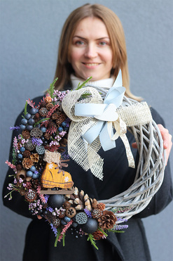 OD RĘKI Na Łyżwy, elegancki zimowy wianek, śr.36cm