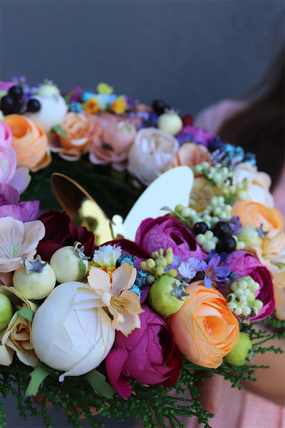 Letni Motyl, barwny wianek dekoracyjny, śr.29cm