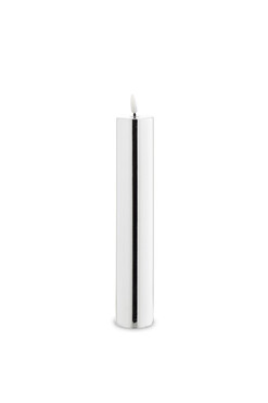 Silver, migocząca świeca LED, wys.29cm