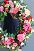 bardzo duży kwiatowy wianek, Montana Kresda, śr.65cm