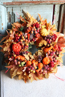 jesienny pomarańczowy wianek, Orangina Leaves, śr.32cm 