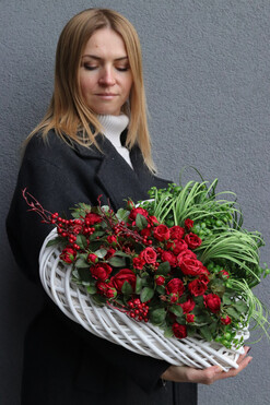 Dzikie Serce, stroik nagrobny serce, wym.42x40cm