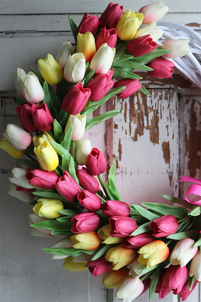 dekoracyjny wianek Tulipanowy, śr.45cm