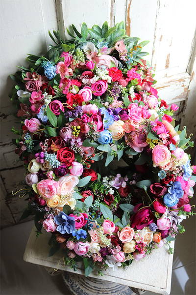 Kontessa Eukalipti, kolorowy wianek na drzwi, śr.40cm 