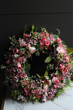 Memoriss Pink, dekoracyjny różowy wianek, śr.46cm 